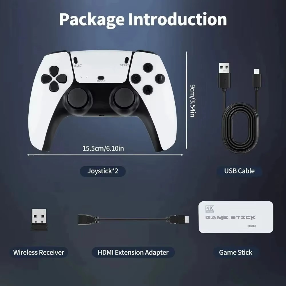 128G Game Stick M15 4K Video TV Game Console Wireless Gamepads Video Game 64G 40000+/50000+ Classic Arcade Games HD Two-Player