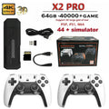 New X2 Pro Game Stick 44/45 Emulators 50000+ Retro Games Rechargeable Wireless Controller Home TV 2/4Players Kids Gift