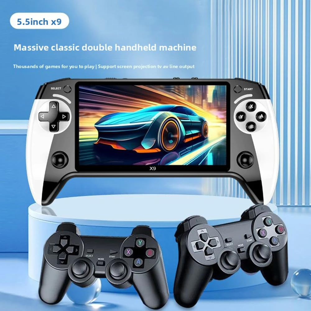 X9 Retro Handheld Game Console-Handheld Game Console with HD 5.5-Inch IPS Screen Classic Video Games Supports TV Connection,10+ Emulators & 5-Hour Battery Life