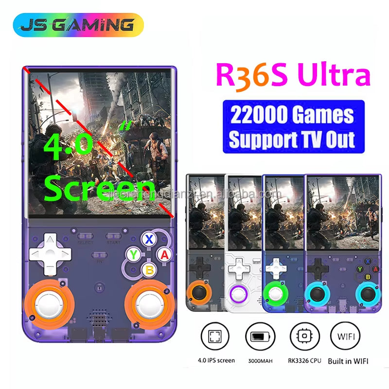 JSGAMING Arkos R36S Ultra R36 Max Pro Retro Handheld Game Console Linux 128Gb Handheld Game Players Video Gaming Controller 4.0"